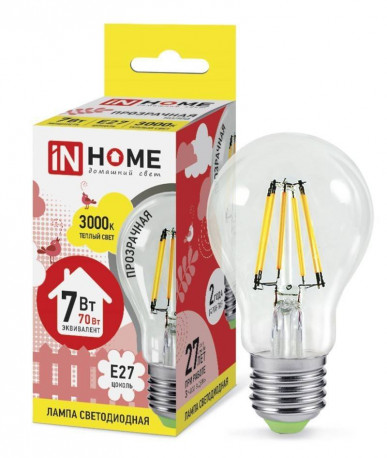 Лампа светодиодная IN HOME LED-A60-deco 7Вт 3000К Е27, в Перми