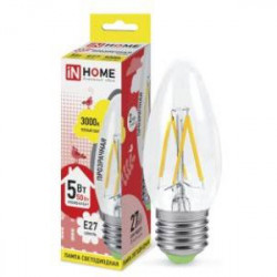 Лампа светодиодная IN HOME LED-deco-СВЕЧА 5Вт 3000К Е27