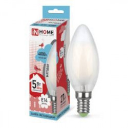 Лампа IN HOME LED-deco-СВЕЧА 5Вт 4000К Е14 матовая, в Перми