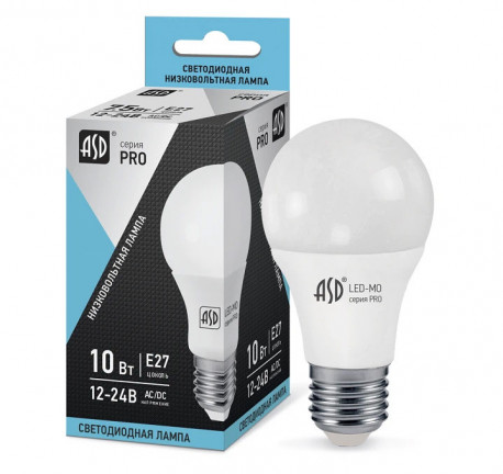 Лампа светодиодная ASD LED-MO-12/24V-PRO 10Вт 12-24В 4000К Е27