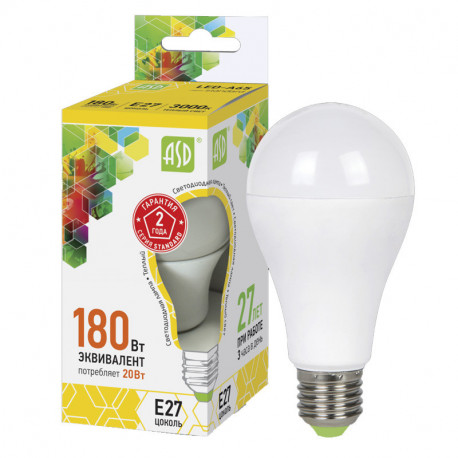 Лампа светодиодная ASD LED-A60-standard 20Вт Е27, в Перми