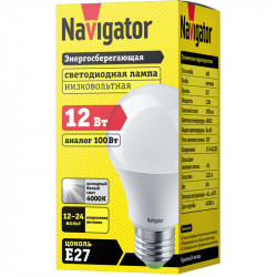 Лампа СД Navigator NLL-A60-12-12/24-4K-E27 (10/100)